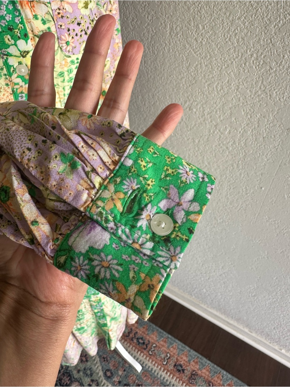 LOFT Green and Lavender Floral Maxi Dress - Picture 3 of 6